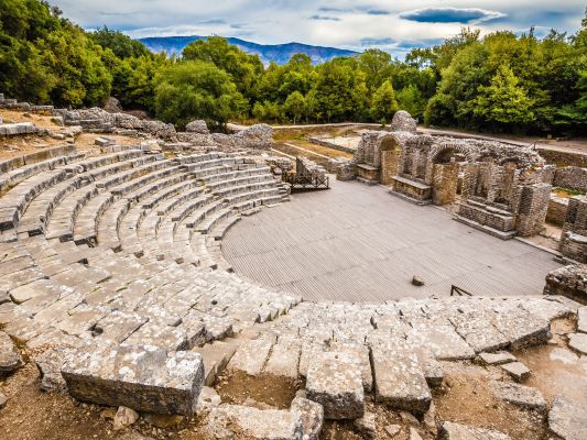 Butrint Ruinen Antikes Theater Komprimiert I Stock